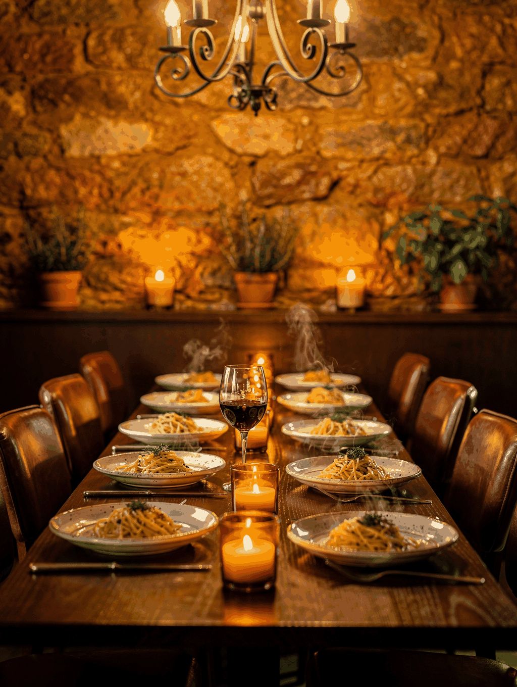 Cozy candlelit dining room at Aldente