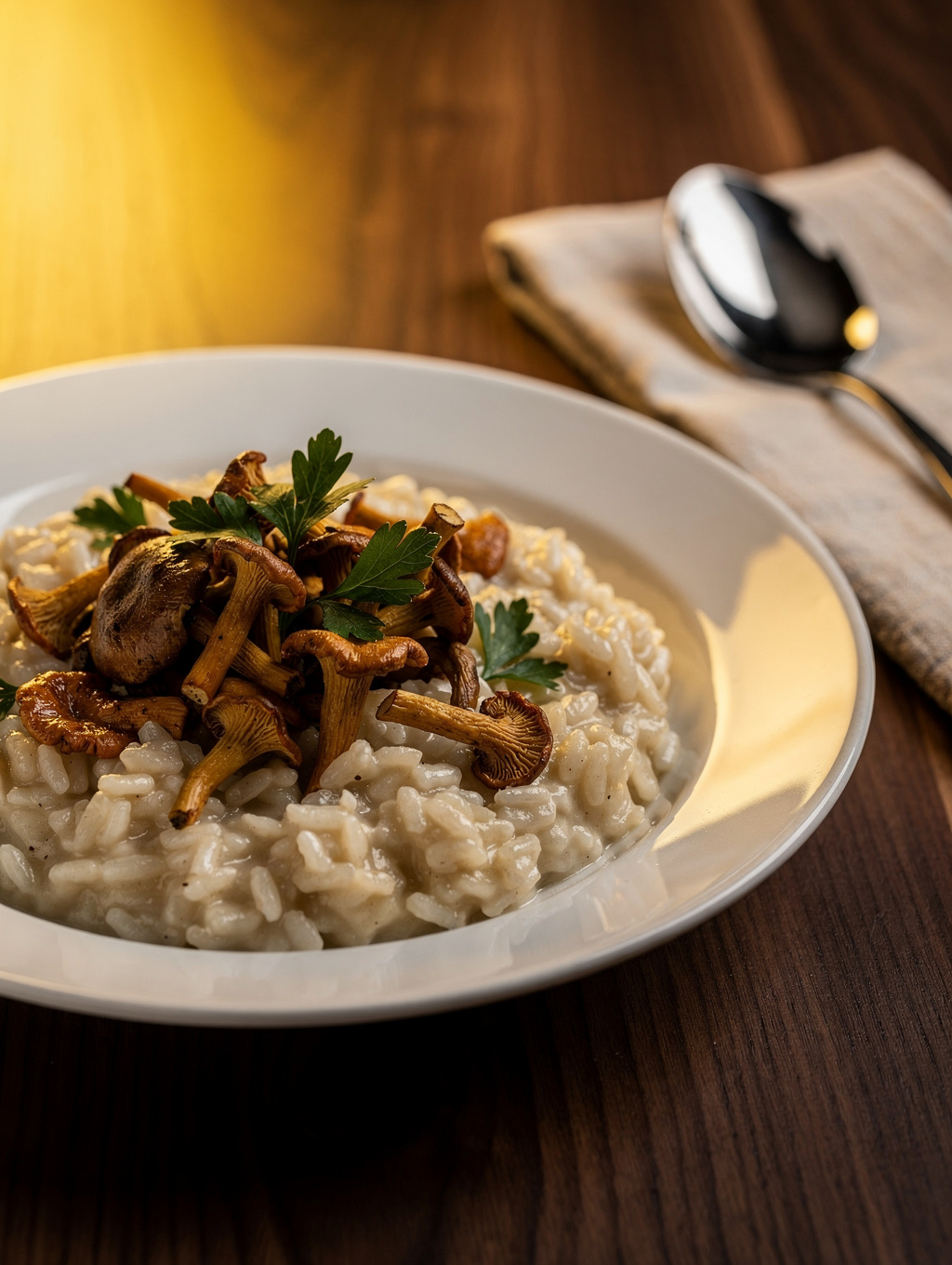 Creamy wild mushroom risotto with fresh thyme